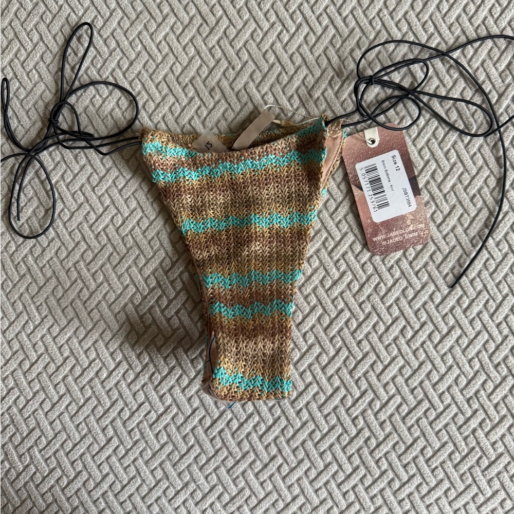 Jaded London Allure Striped Knit Micro Bikini Bottom